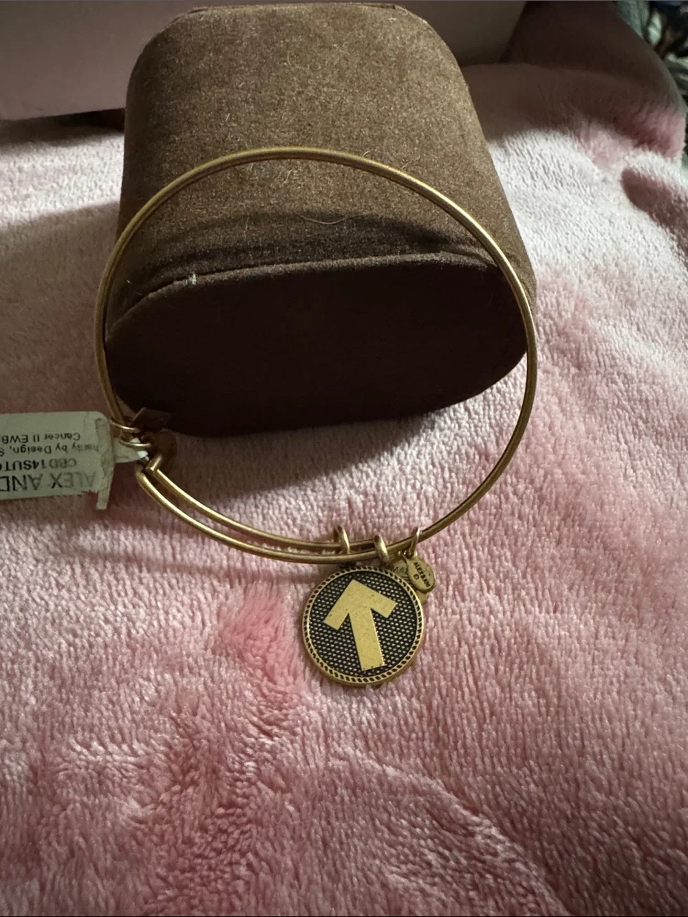 Alex and Ani Gold Tone Arrow Charm Bangle Bracelet